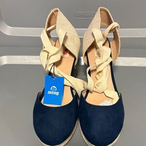 MTNG Navy and Cream Espadrilles